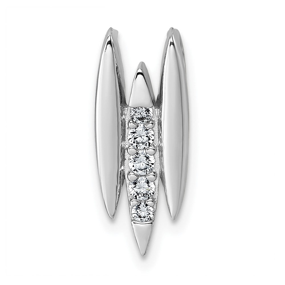Sterling Silver Rhodium-Plated CZ Chain Slide Pendant