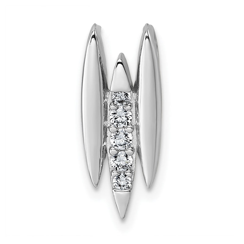 Sterling Silver Rhodium-Plated CZ Chain Slide Pendant