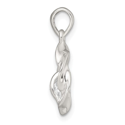 Sterling Silver Polished CZ Twisted Circle Pendant
