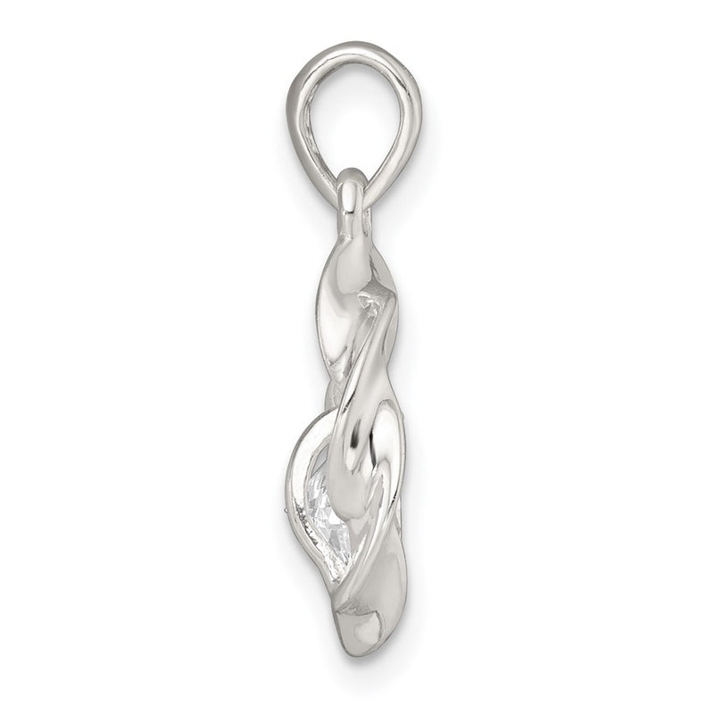 Sterling Silver Polished CZ Twisted Circle Pendant