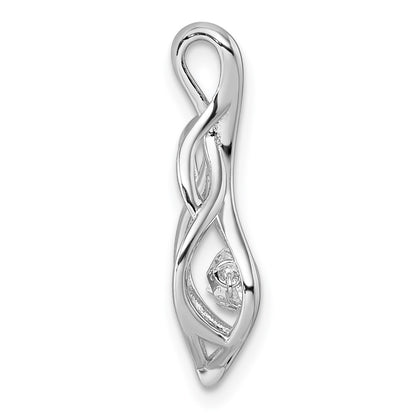 Sterling Silver Rhodium-Plated Vibrant CZ Open Teardrop Pendant