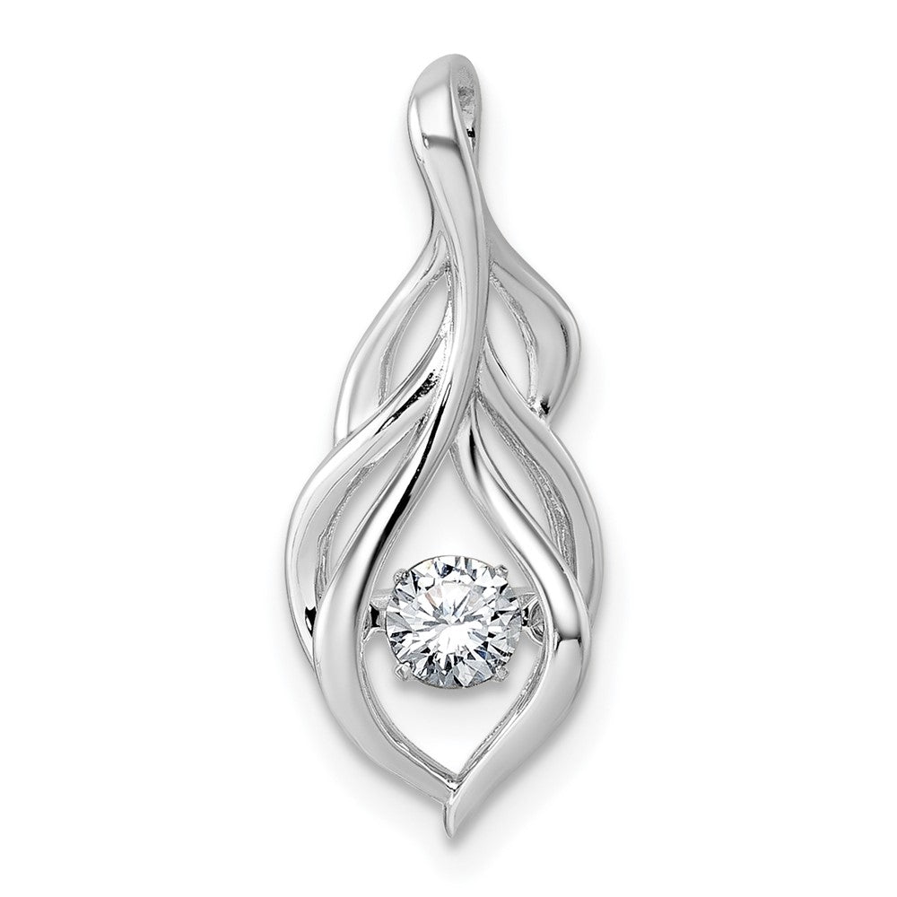 Sterling Silver Rhodium-Plated Vibrant CZ Open Teardrop Pendant
