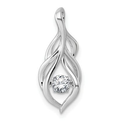 Sterling Silver Rhodium-Plated Vibrant CZ Open Teardrop Pendant