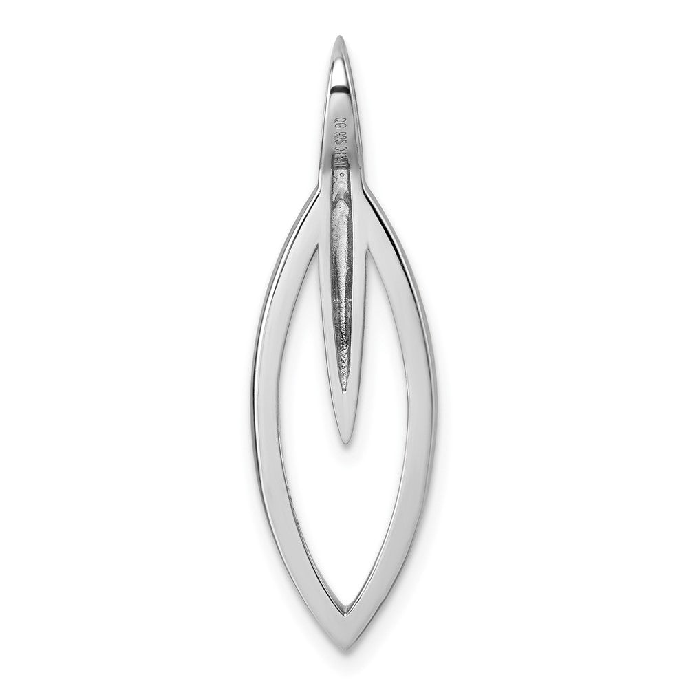 Sterling Silver Rhodium-Plated CZ Oval Pendant