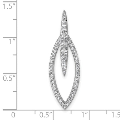 Sterling Silver Rhodium-Plated CZ Oval Pendant