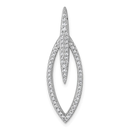 Sterling Silver Rhodium-Plated CZ Oval Pendant