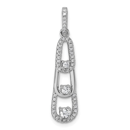 Sterling Silver Rhodium-Plated CZ Dangle Pendant