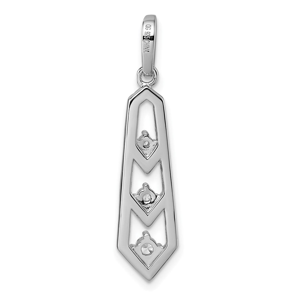 Sterling Silver Rhodium-Plated CZ 3 Pointed Pendant