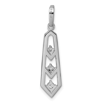 Sterling Silver Rhodium-Plated CZ 3 Pointed Pendant
