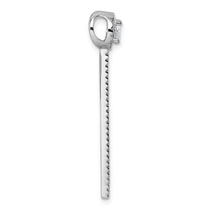 Sterling Silver Rhodium-Plated CZ Dangle Bar Chain Slide Pendant