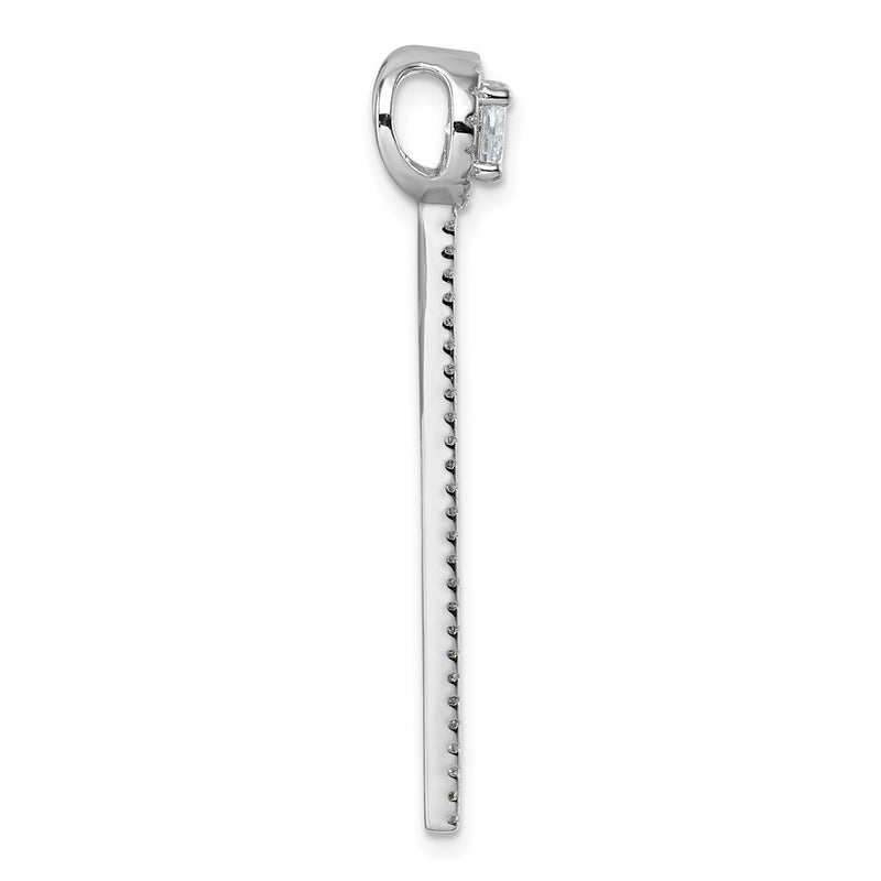 Sterling Silver Rhodium-Plated CZ Dangle Bar Chain Slide Pendant