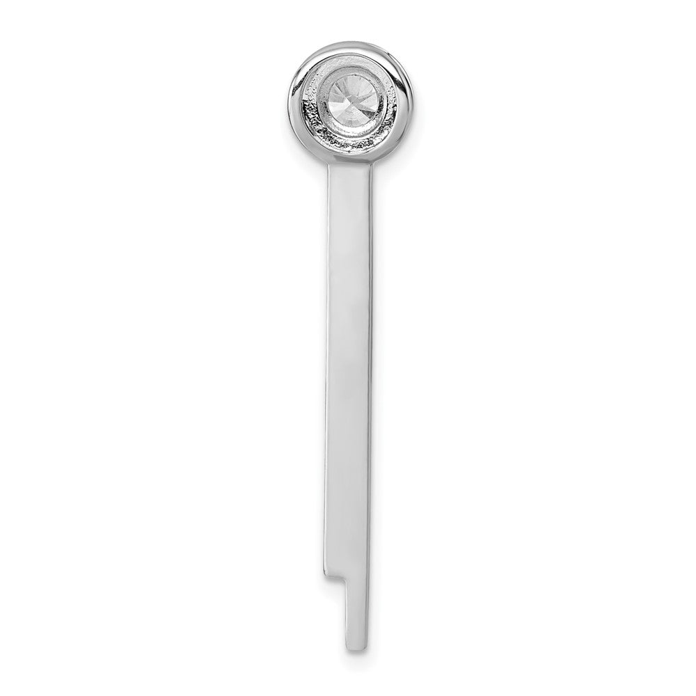 Sterling Silver Rhodium-Plated CZ Dangle Bar Chain Slide Pendant