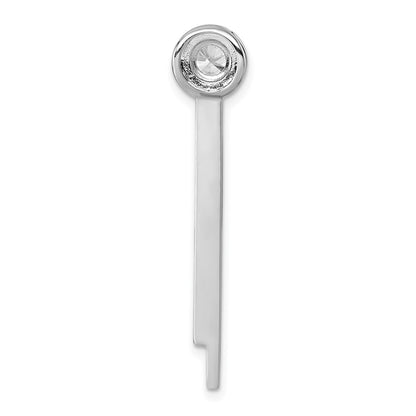 Sterling Silver Rhodium-Plated CZ Dangle Bar Chain Slide Pendant