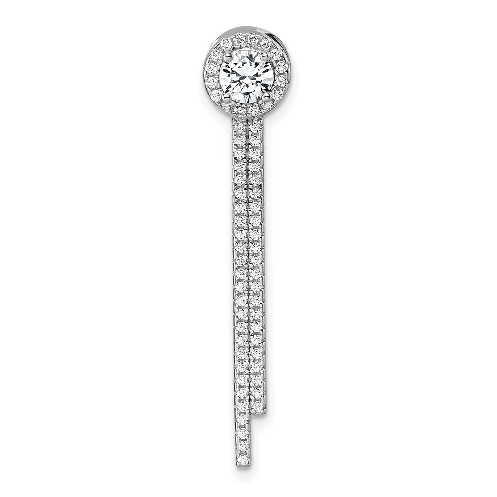 Sterling Silver Rhodium-Plated CZ Dangle Bar Chain Slide Pendant
