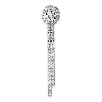 Sterling Silver Rhodium-Plated CZ Dangle Bar Chain Slide Pendant