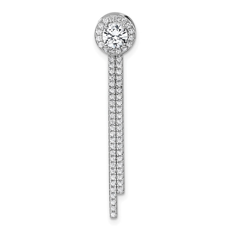 Sterling Silver Rhodium-Plated CZ Dangle Bar Chain Slide Pendant