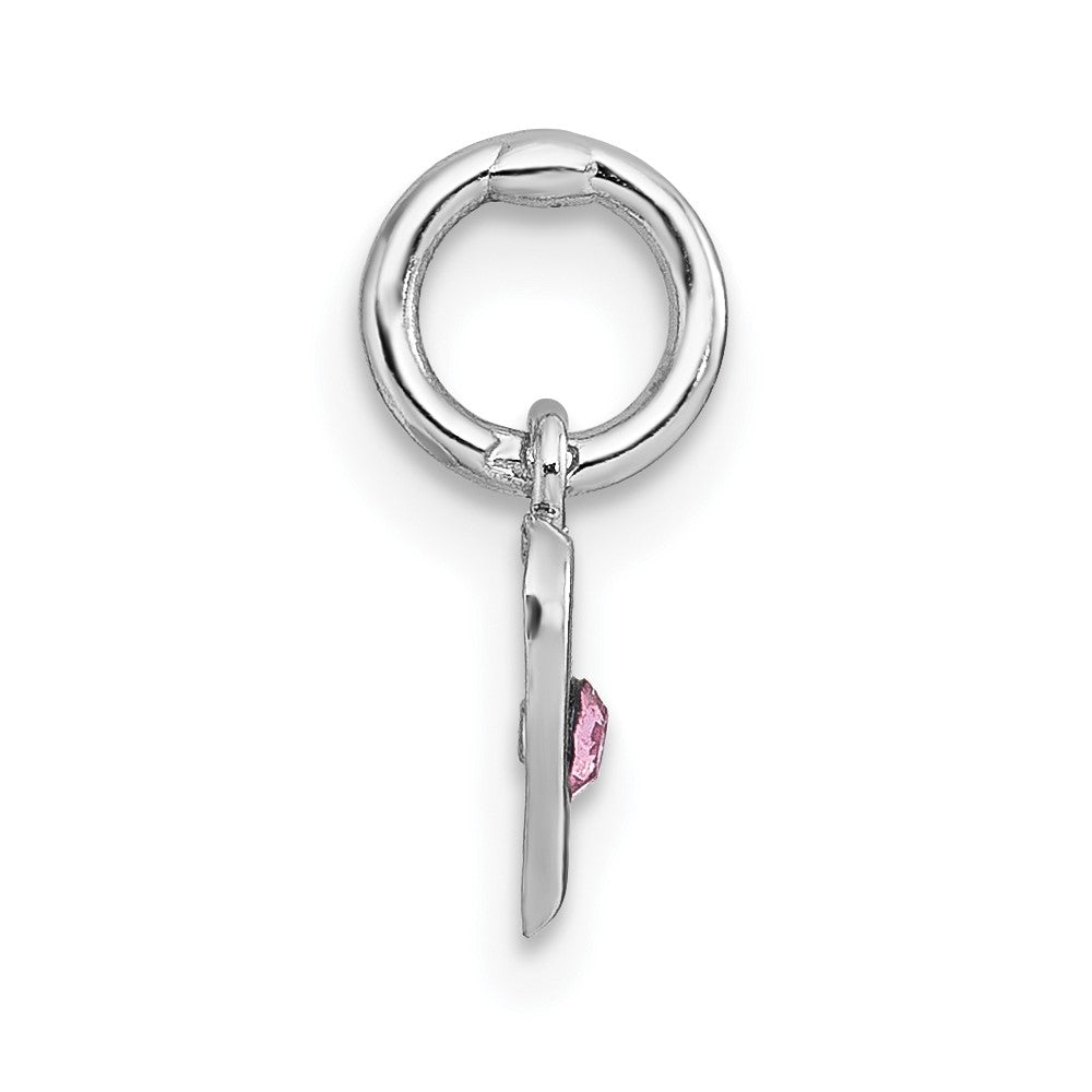 Sterling Silver Madi K Rhodium Plated Pink Crystal Heart Children's Pendant