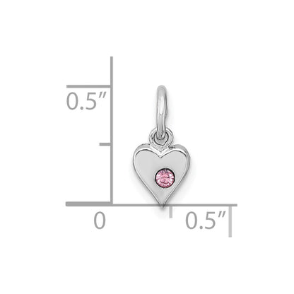 Sterling Silver Madi K Rhodium Plated Pink Crystal Heart Children's Pendant