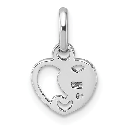 Sterling Silver Rhodium-Plated Polished Enamel Triple Heart Pendant