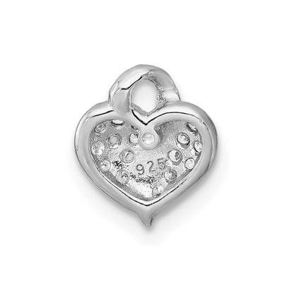 Sterling Silver Rhodium-Plated Polished CZ Heart Children's Pendant