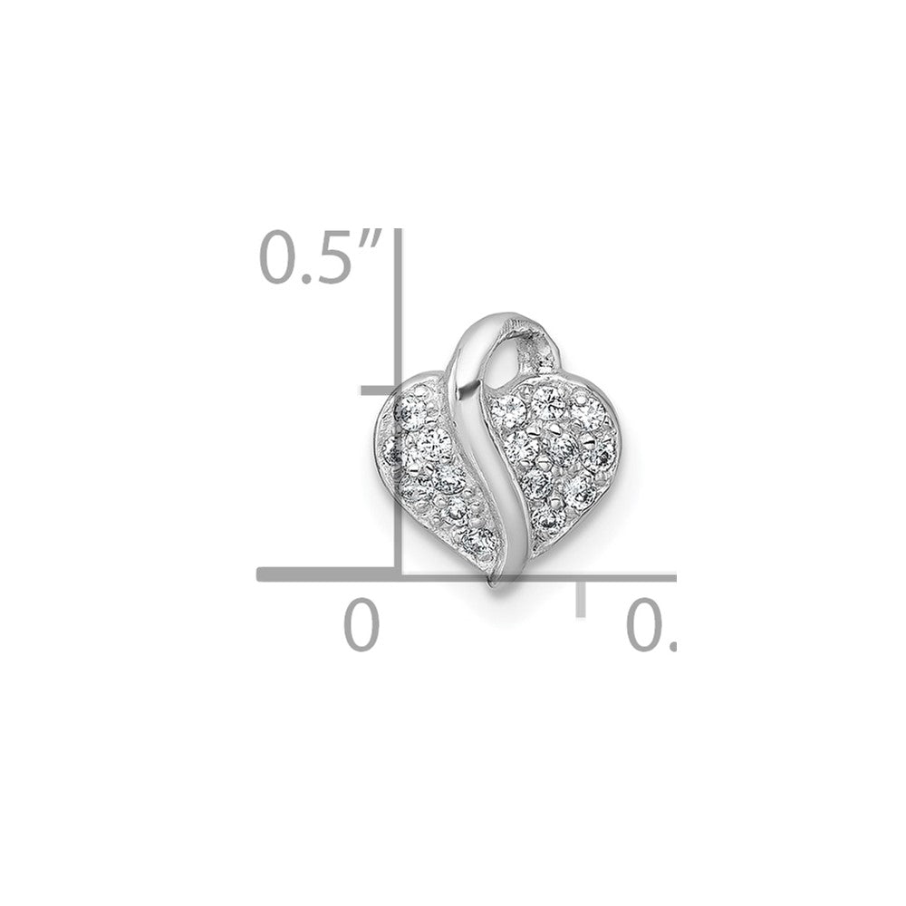 Sterling Silver Rhodium-Plated Polished CZ Heart Children's Pendant