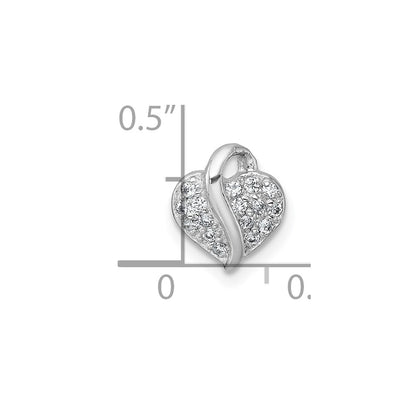 Sterling Silver Rhodium-Plated Polished CZ Heart Children's Pendant