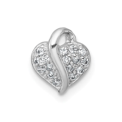Sterling Silver Rhodium-Plated Polished CZ Heart Children's Pendant