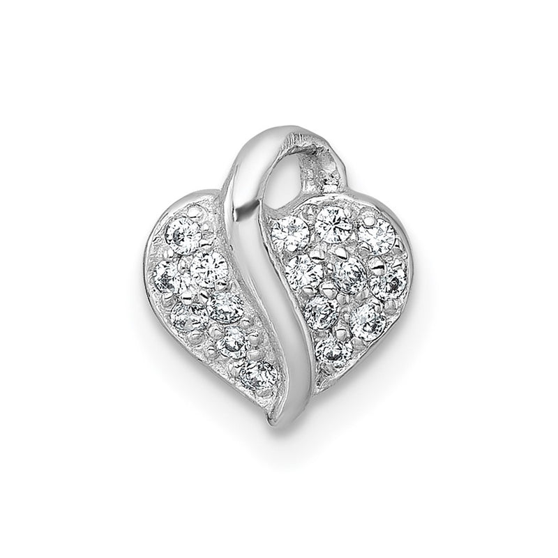 Sterling Silver Rhodium-Plated Polished CZ Heart Children's Pendant