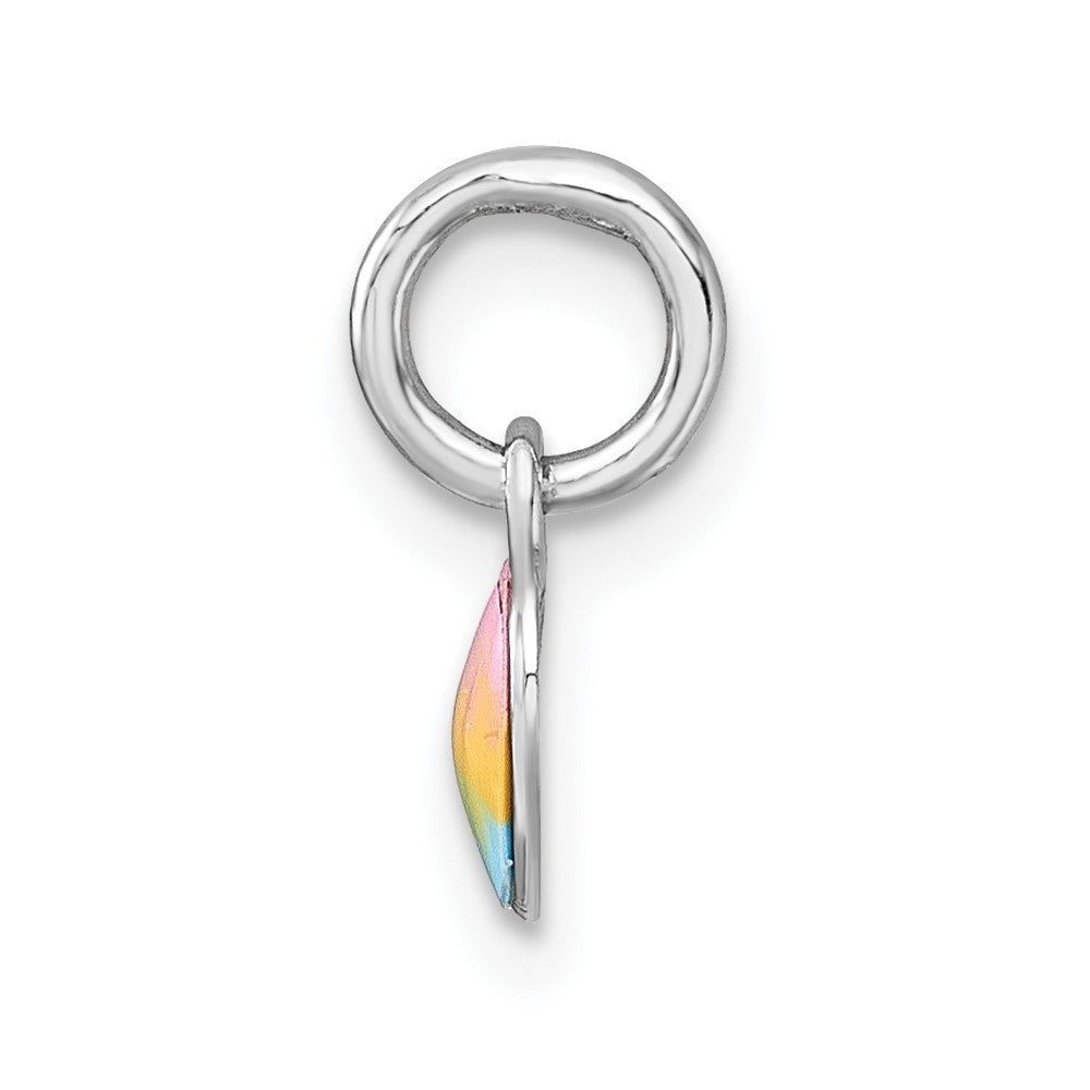 Sterling Silver Madi K Rhodium Plated Enamel Rainbow Heart Children's Pendant