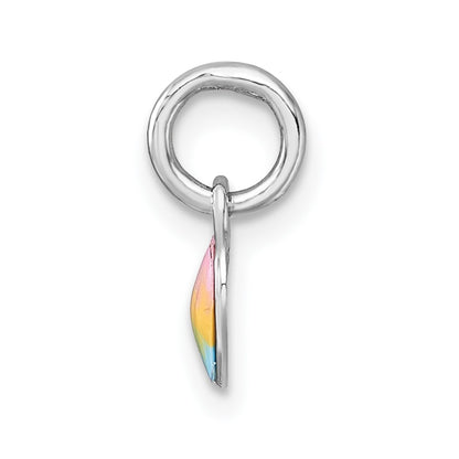 Sterling Silver Madi K Rhodium Plated Enamel Rainbow Heart Children's Pendant