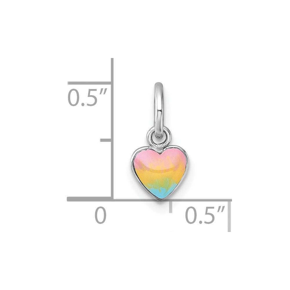 Sterling Silver Madi K Rhodium Plated Enamel Rainbow Heart Children's Pendant