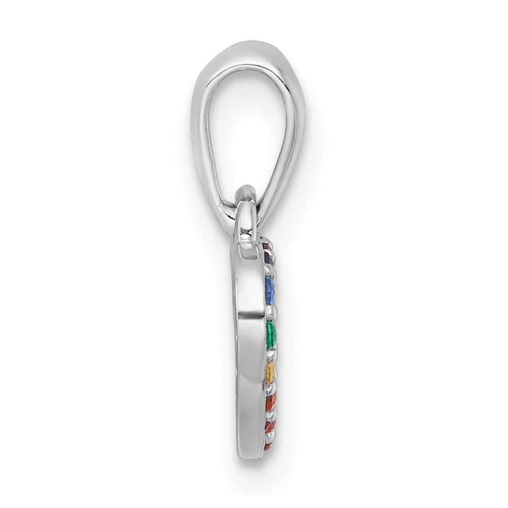 Sterling Silver Rh-Pl Multi Color Nano Crystals Heart Children's Pendant