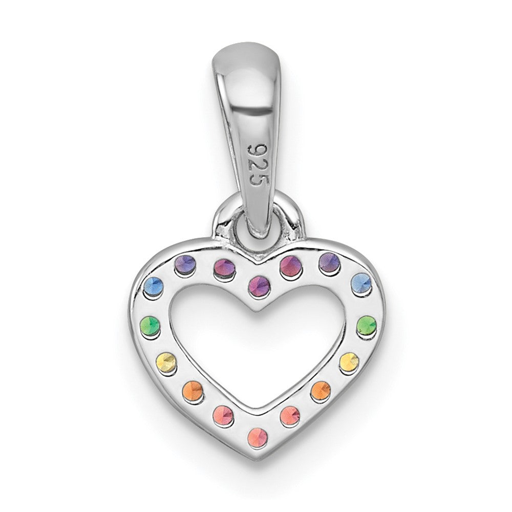Sterling Silver Rh-Pl Multi Color Nano Crystals Heart Children's Pendant