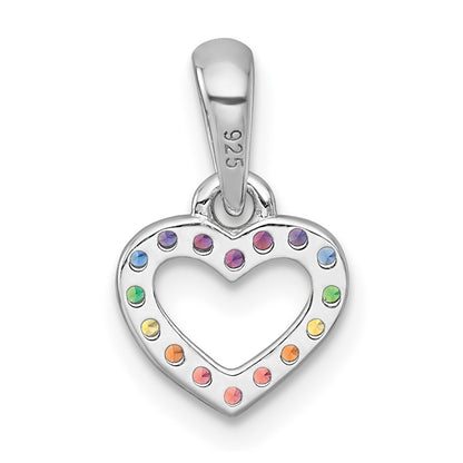 Sterling Silver Rh-Pl Multi Color Nano Crystals Heart Children's Pendant