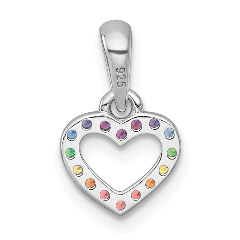 Sterling Silver Rh-Pl Multi Color Nano Crystals Heart Children's Pendant