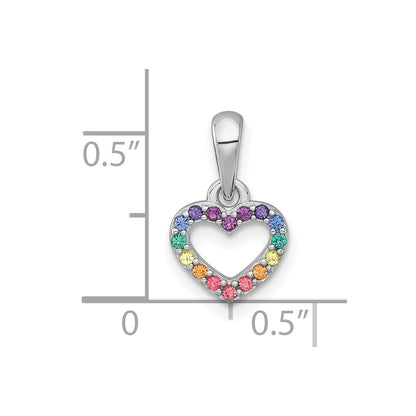 Sterling Silver Rh-Pl Multi Color Nano Crystals Heart Children's Pendant