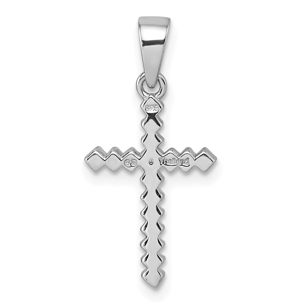 Sterling Silver Rhodium Plated Children's Multi Color CZ Cross Pendant