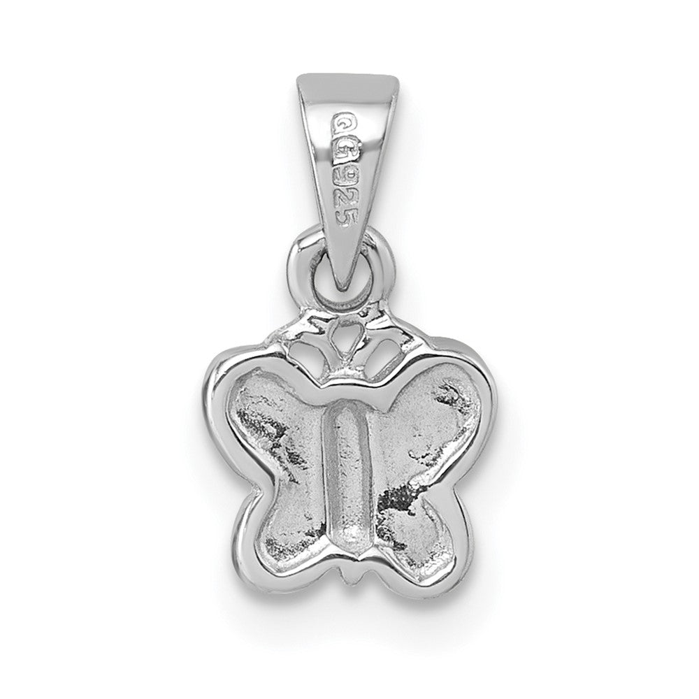 Sterling Silver Rhodium-Plated Children's Enamel Butterfly Pendant