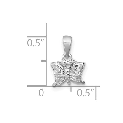 Sterling Silver Madi K Rhodium Plated Polished and Textured Butterfly Children's Pendant