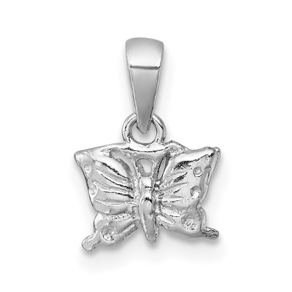 Sterling Silver Madi K Rhodium Plated Polished and Textured Butterfly Children's Pendant