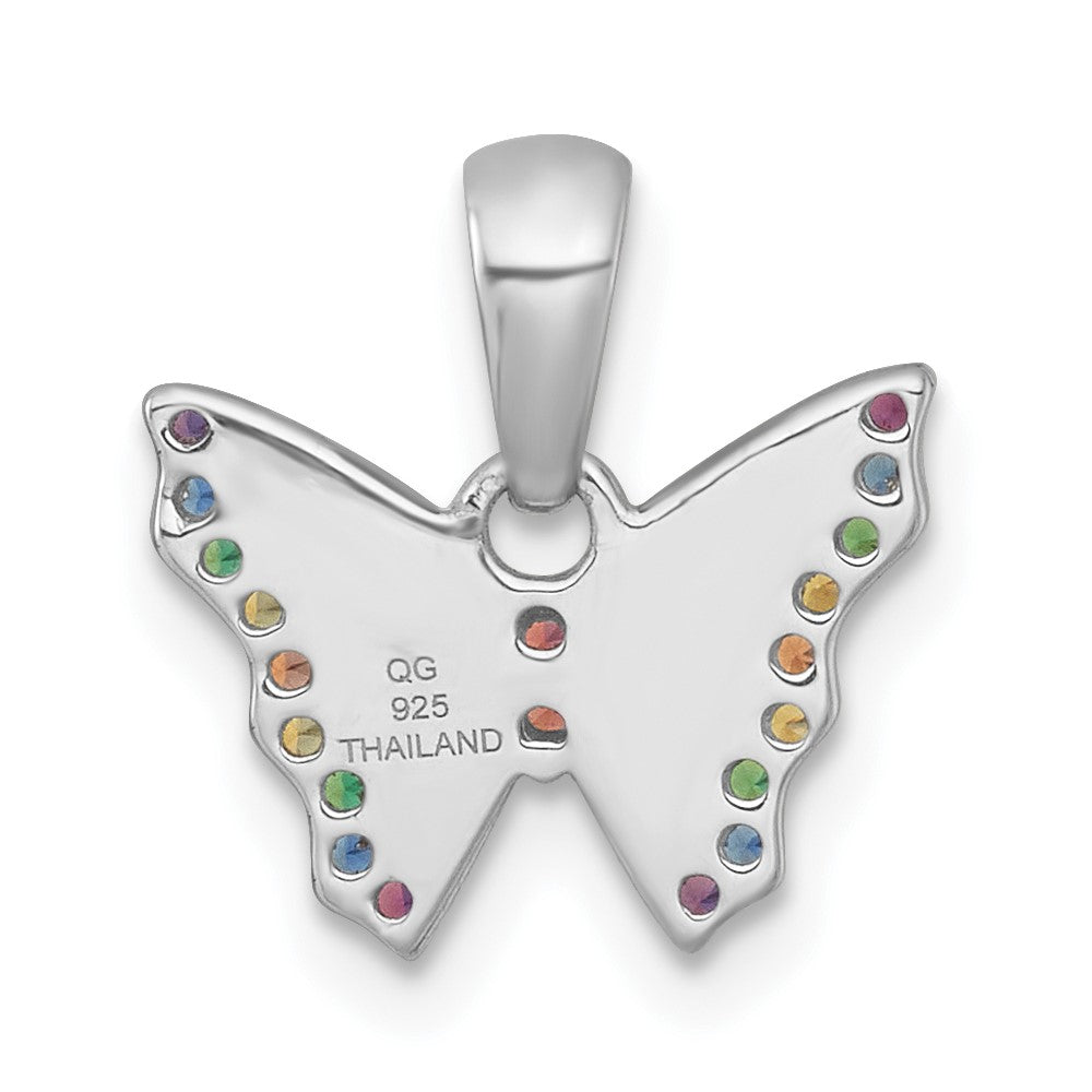 Sterling Silver Rh-Pl Color Nano Crystals Butterfly Children's Pendant