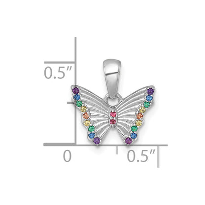 Sterling Silver Rh-Pl Color Nano Crystals Butterfly Children's Pendant
