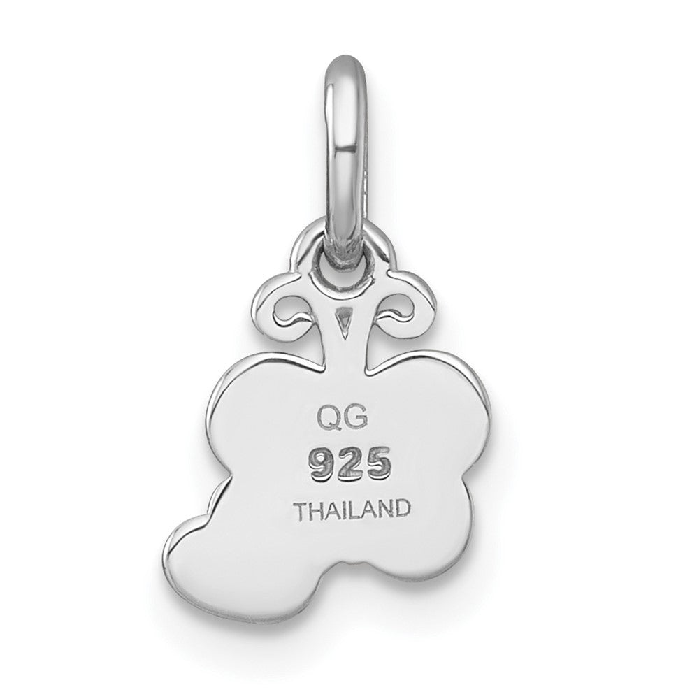 Sterling Silver Rhodium-Plated Enamel Butterfly Heart Children's Pendant