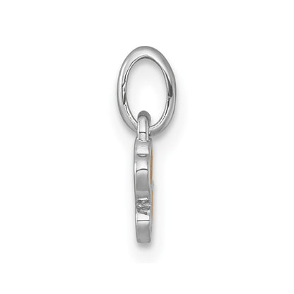 Sterling Silver Rhodium-Plated Enamel Flower Heart Children's Pendant