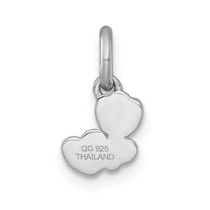 Sterling Silver Rhodium-Plated Enamel Flower Heart Children's Pendant