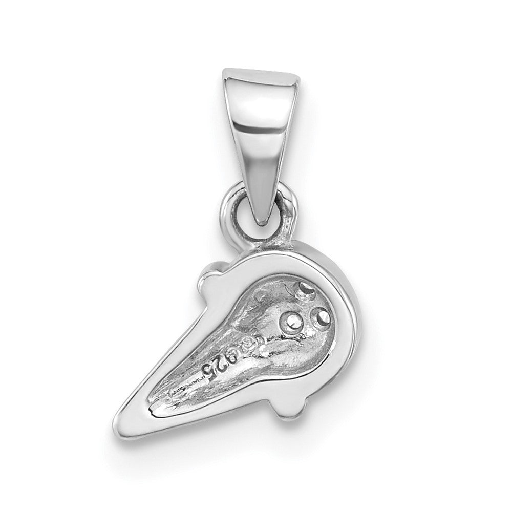 Sterling Silver Rhodium-Plated Children's Enamel CZ Ice Cream Pendant
