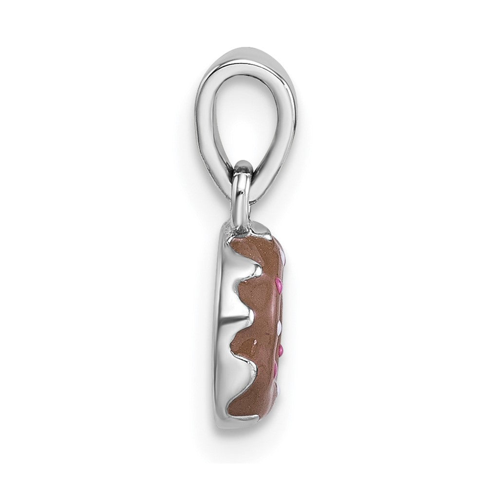 Sterling Silver Rhodium-Plated Children's Enamel Donut Pendant