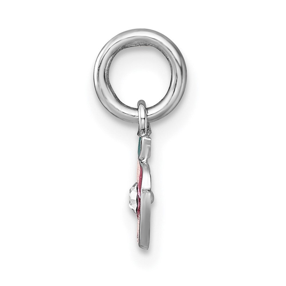 Sterling Silver Madi K Rh-Plat Crystal Enamel Red Apple Children's Pendant