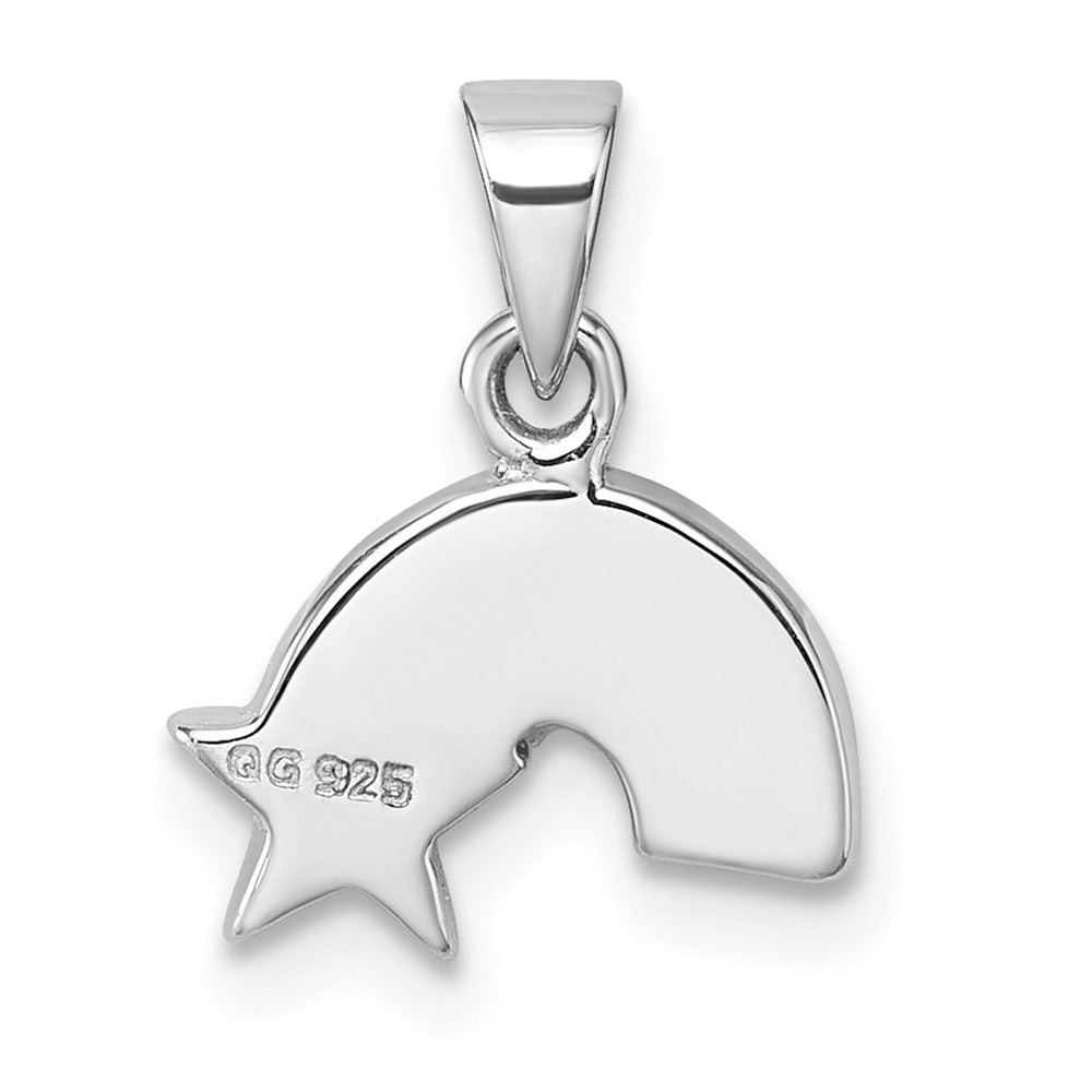 Sterling Silver Rhodium-Plated Children's Enamel Rainbow Star Pendant