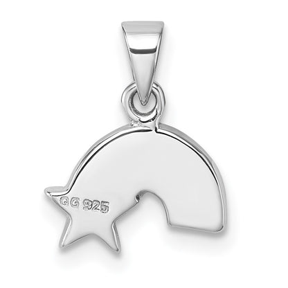 Sterling Silver Rhodium-Plated Children's Enamel Rainbow Star Pendant